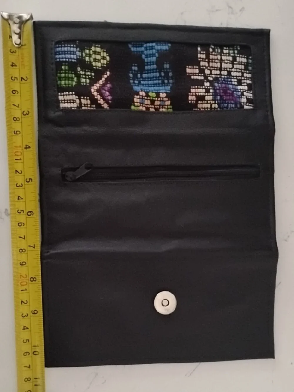 Black Wallet with Colorful Geometric Panel